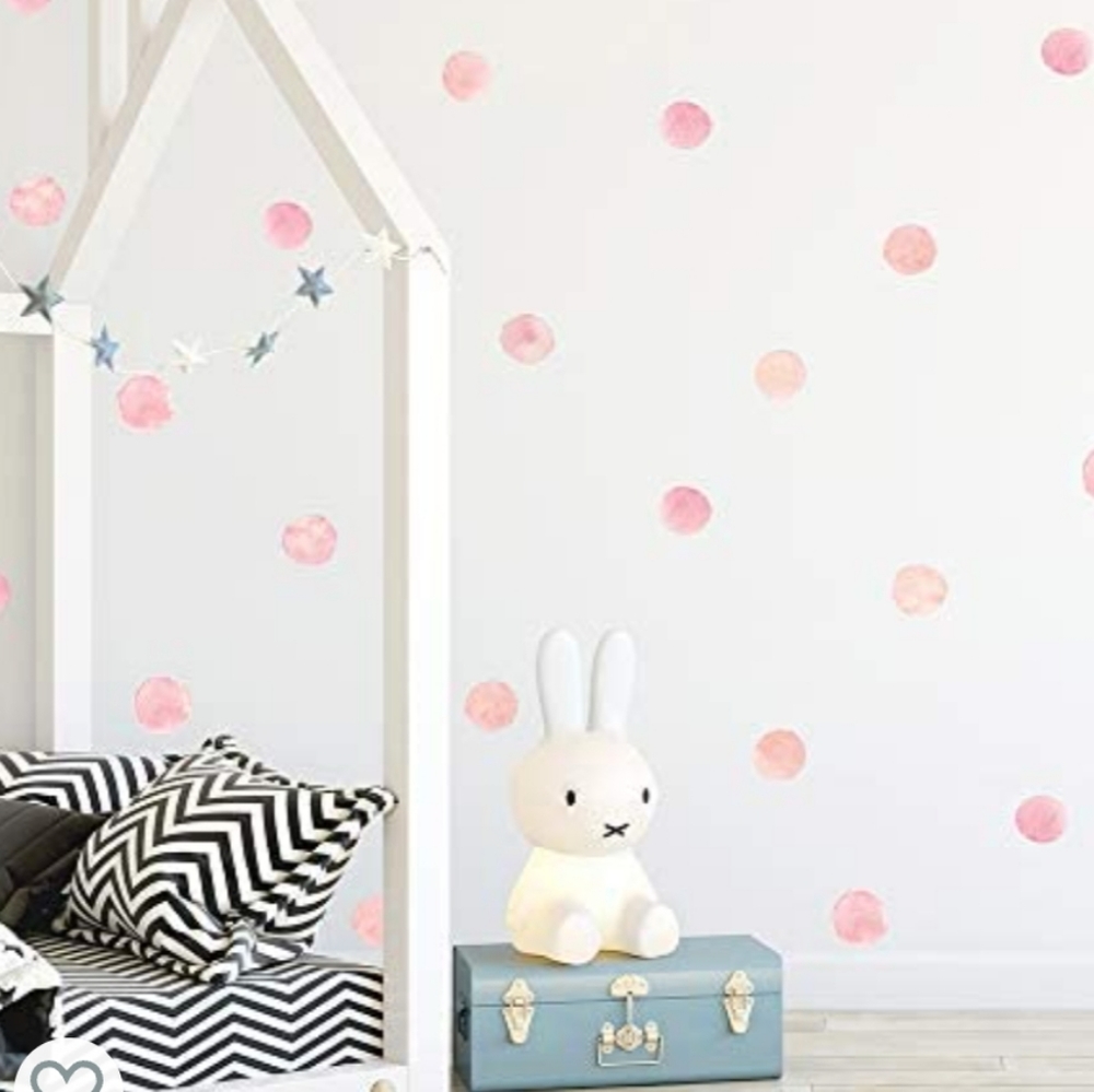 Watercolor Polka Dot Wall Decals Pink